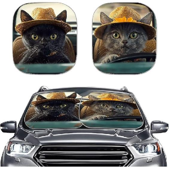 KEIAHUAN Customized Auto Front Window Visor Sun Shade Universal Windshield Sunshade for Car Truck SUV 2-Piece