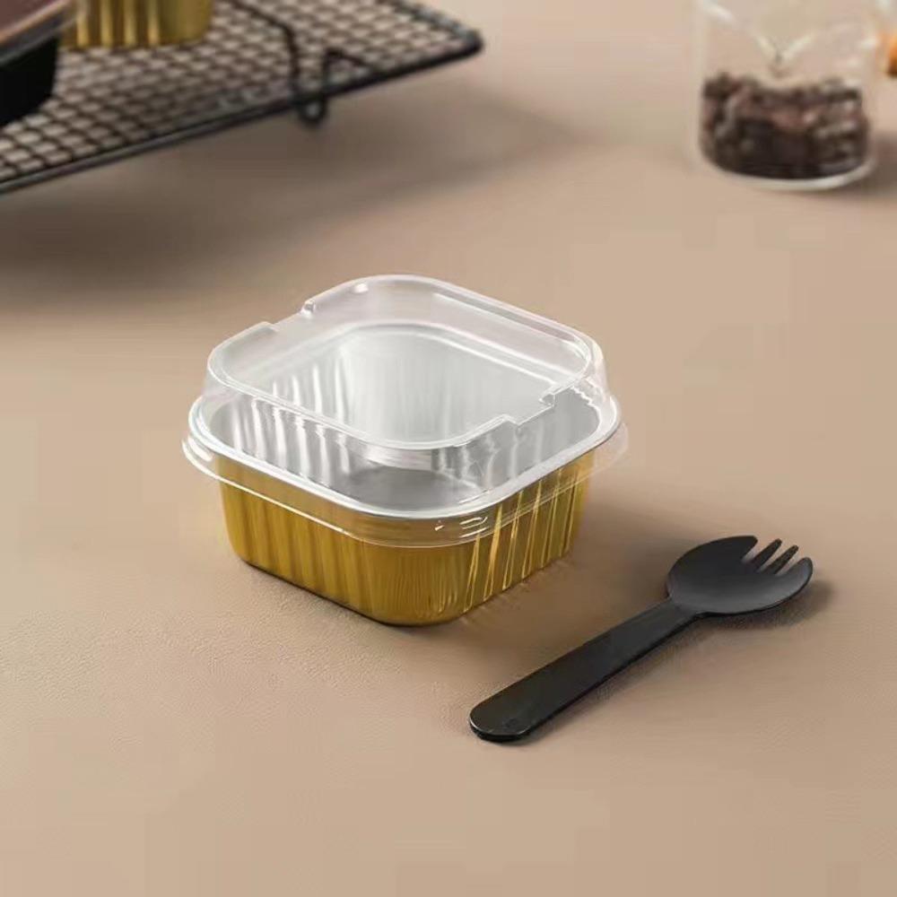 50pcs Square/Round Tin Muffin Boxes with Lids Dessert Container Mini Cupcake Mold  Commercial