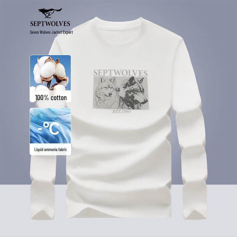 Septwolves Men s 100% Cotton Printed Long Sleeve T-shirt L