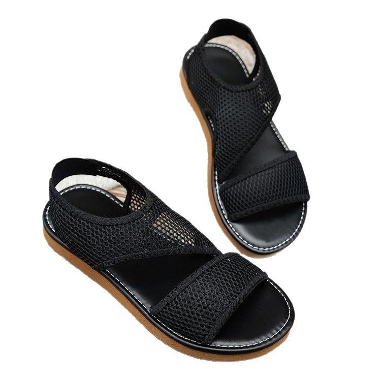 Summer Beach Sandals For Women With Mesh Upper And Rubber Sole For Casual Wear