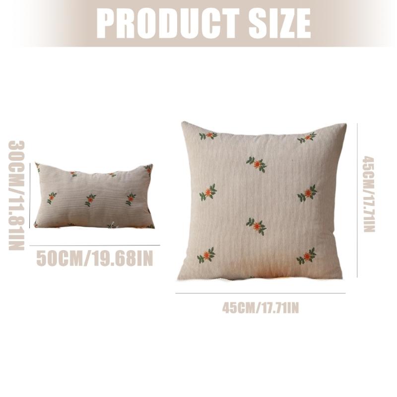Elegant Embroidery Corduroy Cushion Cover Breathable Easy Caring Comfortable Bedroom Living Room