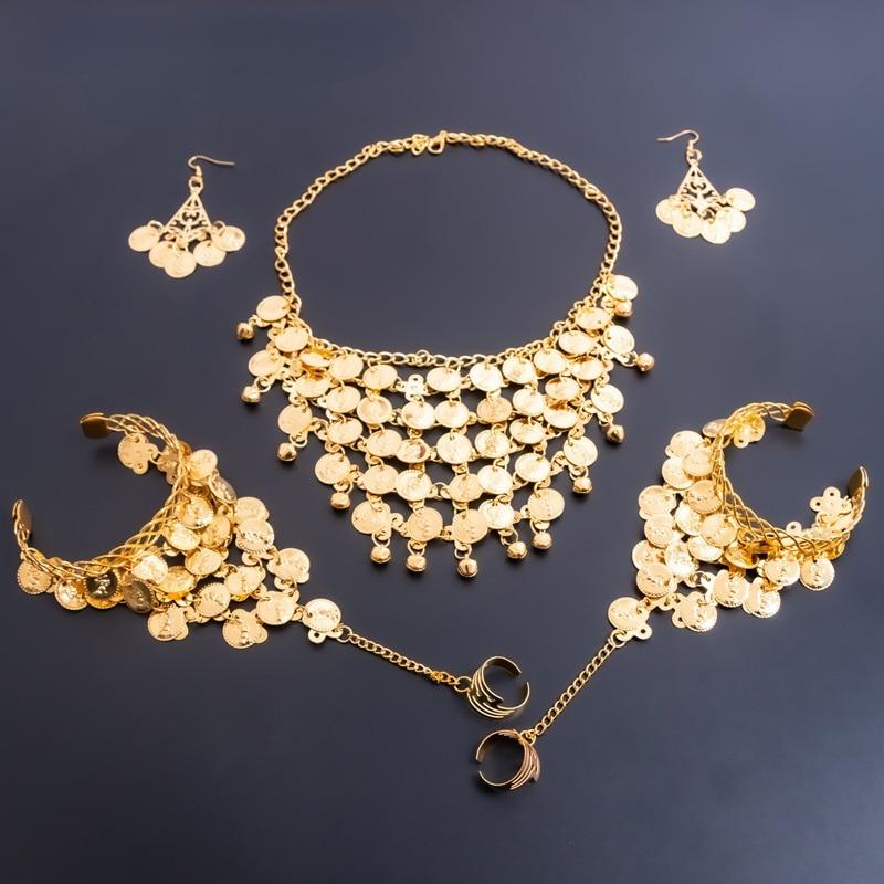 

1Set Belly Dance Jewelry Sets Hairpin Necklace Headdress Earrings Jewelry Dance Performance Accessorie золотой