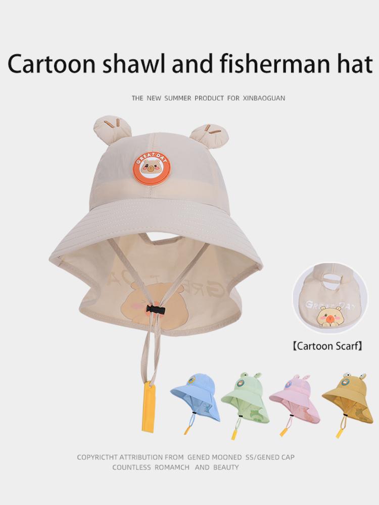 2263-Summer children's hats for boys and girls, outdoor sun protectionhats,cartooncutewhistlesunhats,widebrimshawlfishermanhats.