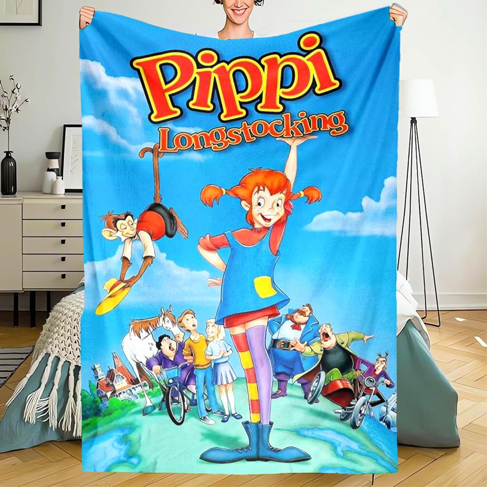 Decke mit Pippi Langstrumpf Motiv - Perfekt für Sofa, Bett, Reisen & Outdoor | Maschinenwaschbar, Gemütlich & Langlebig.