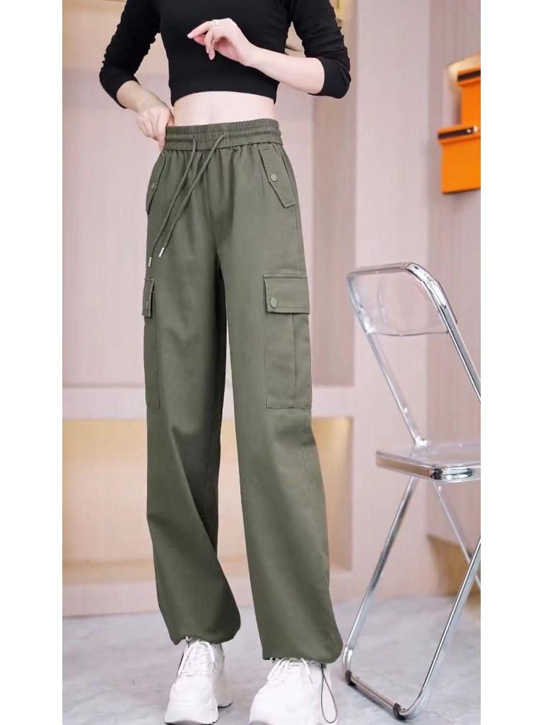 Pantaloni da Lavoro a Vita Alta Gamba Larga da Donna - Stile Americano, Primavera/Estate 2026, Alla Moda, Morbidi, Modellanti, Casual.