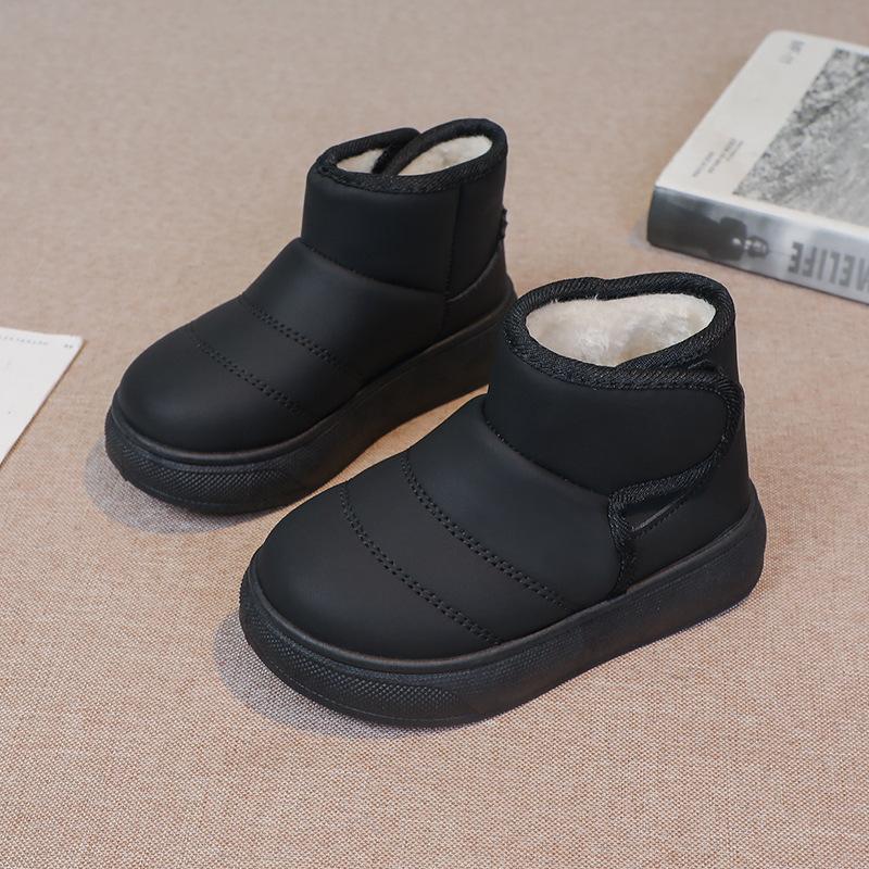 Fashion 2025 Kids Shoes for Girls Snow Boots Winter Plush Little Girl Shoes Fur Child Boys Outdoor Leather Shoes Non-slip Short Boots