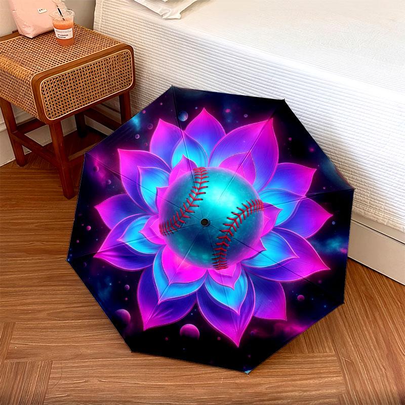 LotusandBall Pattern Pattern New Style Umbrella, 1 Piece Automatic Folding Umbrella, Portable Travel Umbrella, Outdoor Umbrella, Birthday Gift