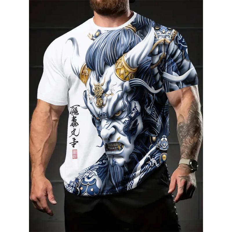 Men's 3D Octopus Print Breathable T-Shirt - 100% Cotton, Crew Neck, Short Sleeve,