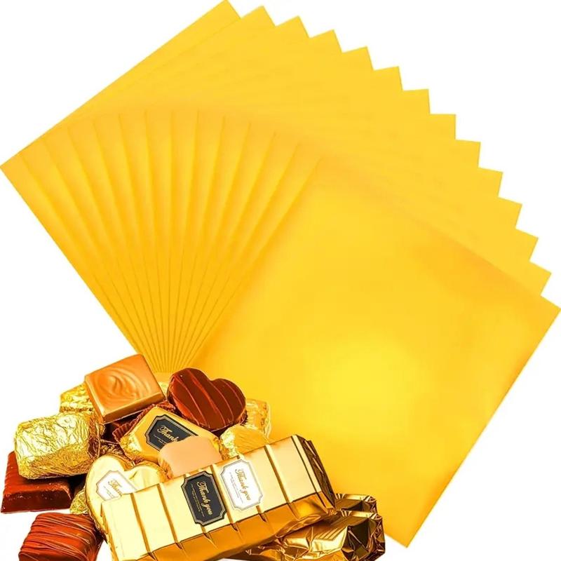 100Pcs 20*20Cm Diy Food Aluminum Foils Wrapping Paper Sheets Packaging For Chocolate Candy Wedding Party Birthday Gift Decor