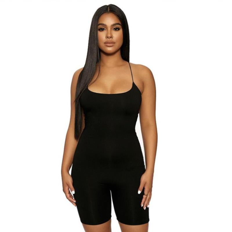 Fashion Street Slim Fit Elegant Sexy Rompers Women Sleeveless Summer Backless Casual Jumpsuits Women Solid Simple Base Ladies Bodysuits New 26181