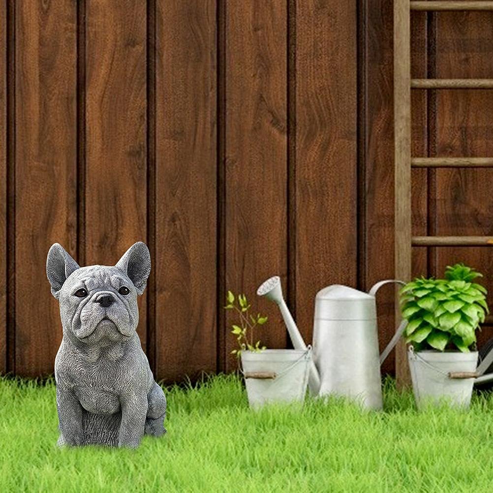 Dog Statue, French Bulldog Statue Garden Animal Sculpture for Garden Decoration Outdoor Lawn Gnome Yard Art (Picture Color 2)