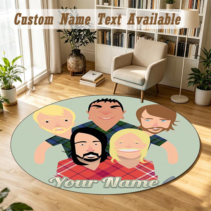 Foo Fighters Personalized Round Rug Support Custom Name, Soft Home Decor Mat