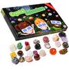 24 Days Christmas Countdown Calendar with Natural Rocks Gemstones Stones Crystals Gifts for Girls Countdown Crystal Gift Box