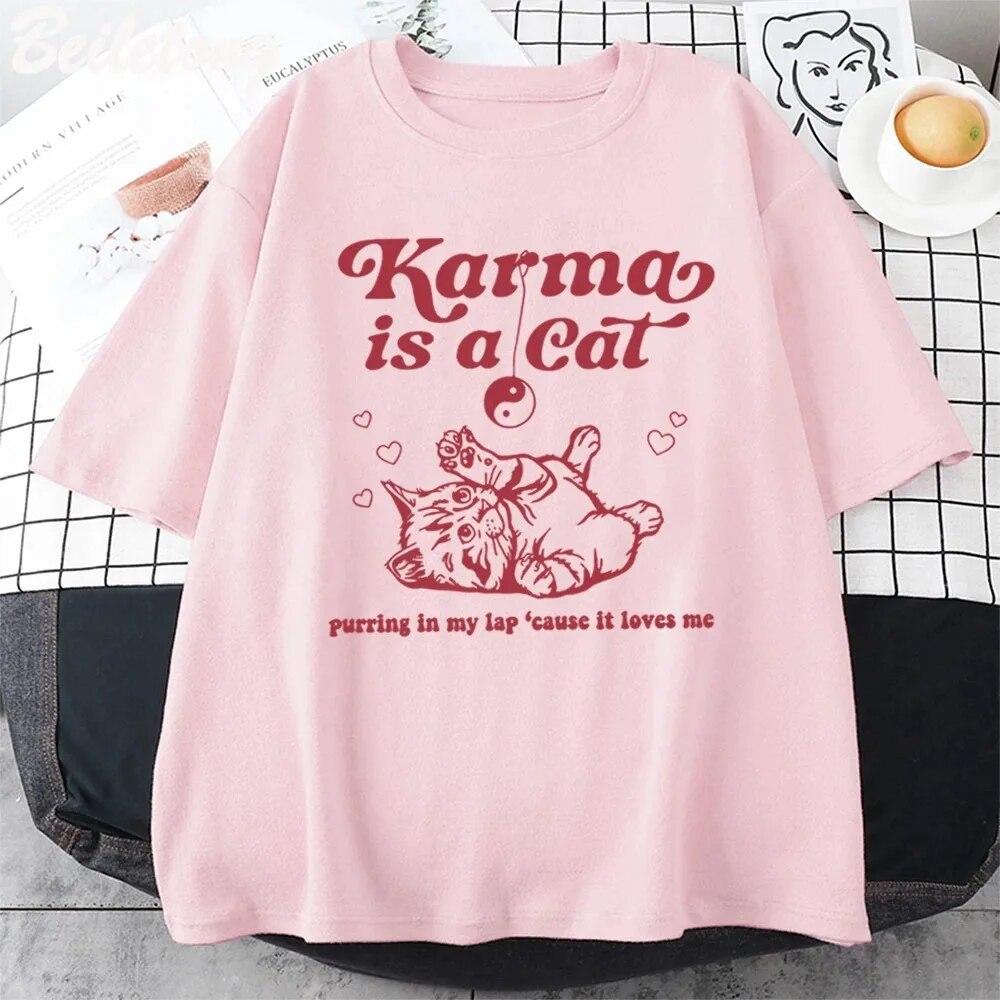 Karma is a cat 2023 Taylor Midnight Album Хлопковая футболка унисекс Топ Meet Me Camisetas Прямые продажи унисекс 4XL