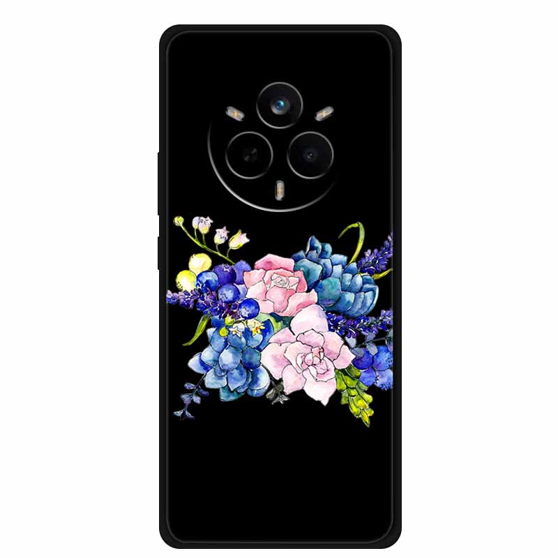 For Realme 14 Pro Case Luxury Phone Cover For Realme 14 Pro+ Cute Floral Black Silicone Soft Case TPU Funda Realme 14 Pro Plus