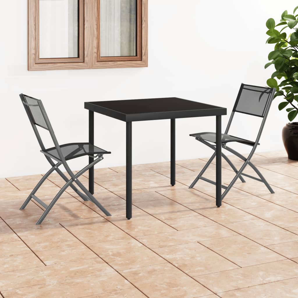 Vidaxl Folding Garden Chairs, 2 Pcs, Black, Steel And Textilene