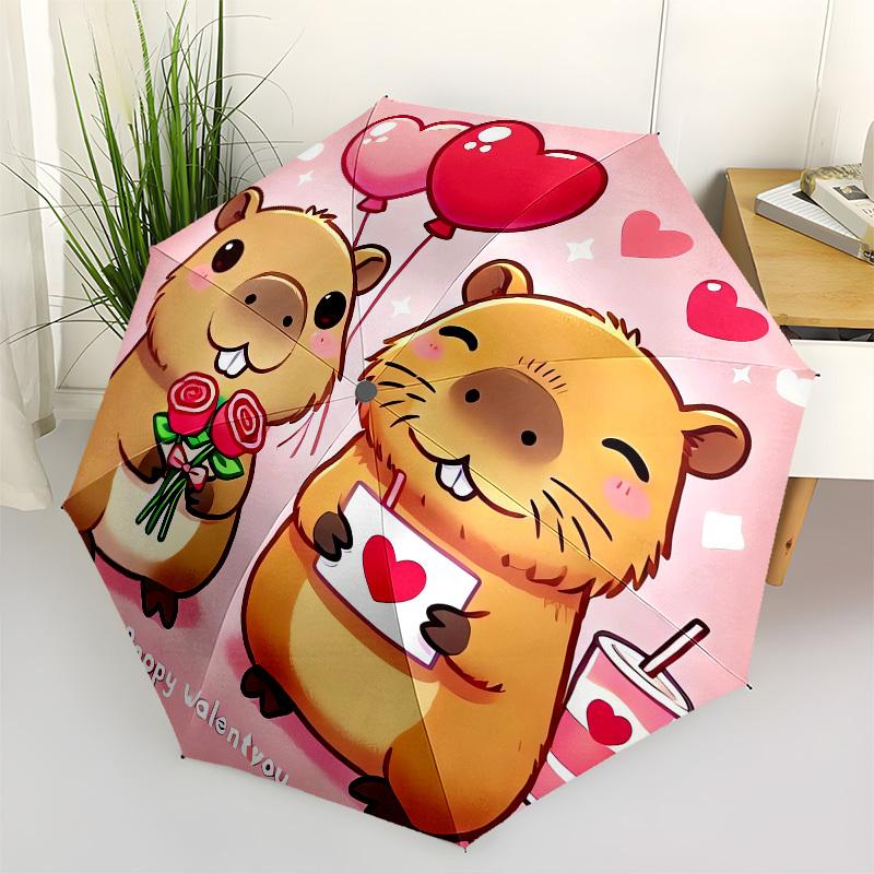 1pc Love Bears Valentine's Day Heart Umbrella with Plastic Handle,Compact & Stylish,Suitable for All Seasons Home Travel Outdoor N068