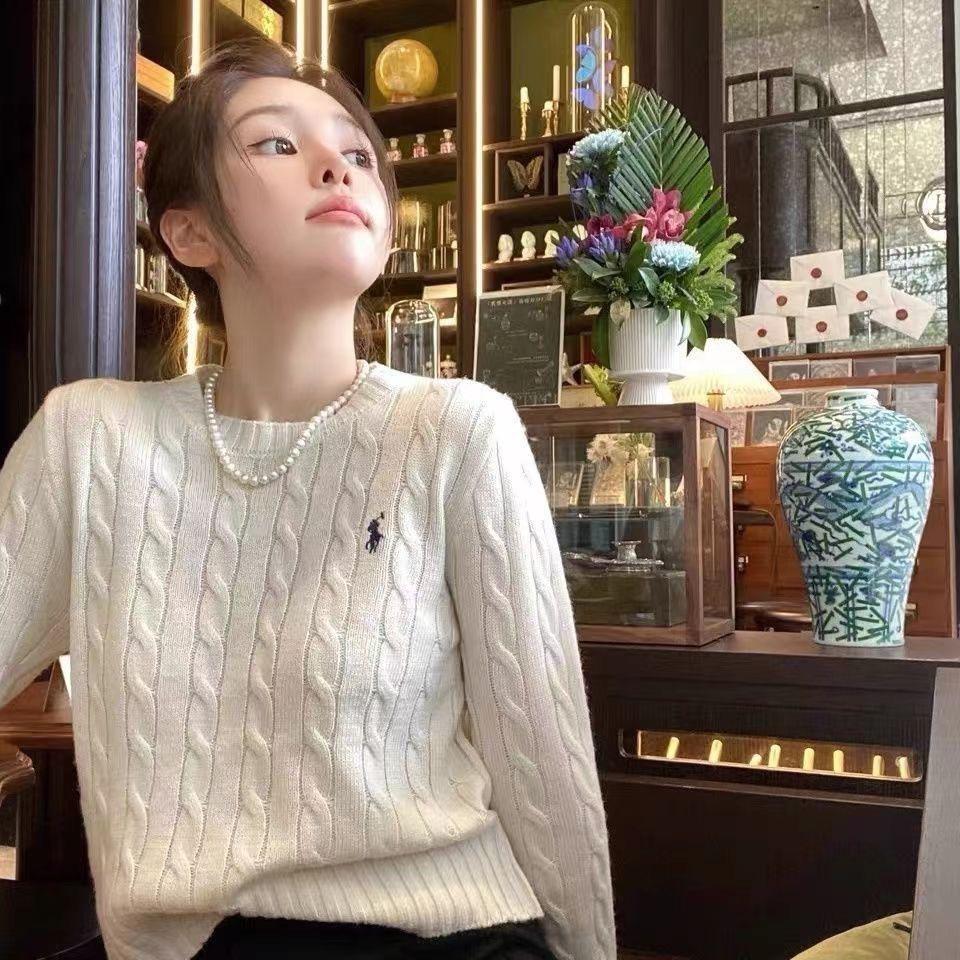 EastRogue Men and Women Autumn Winter Knitted Sweater Long Sleeve Round Neck Embroidered Base Shirt Comfortable Fit Sweater