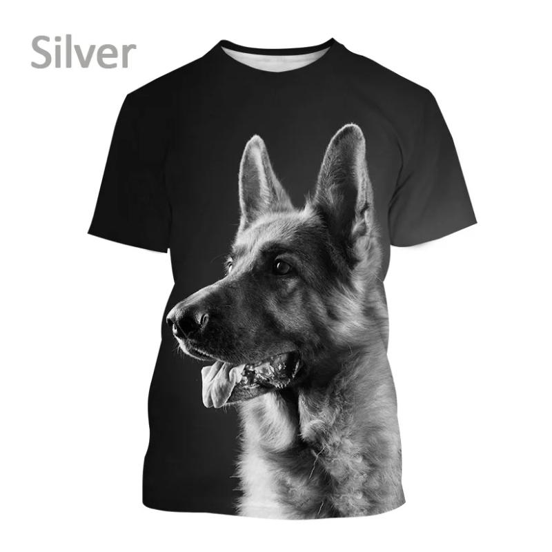 Unisex Fun Dog 3D Printed Cute T-shirt Summer German Shepherd Pattern Round Neck Short Sleeve Top