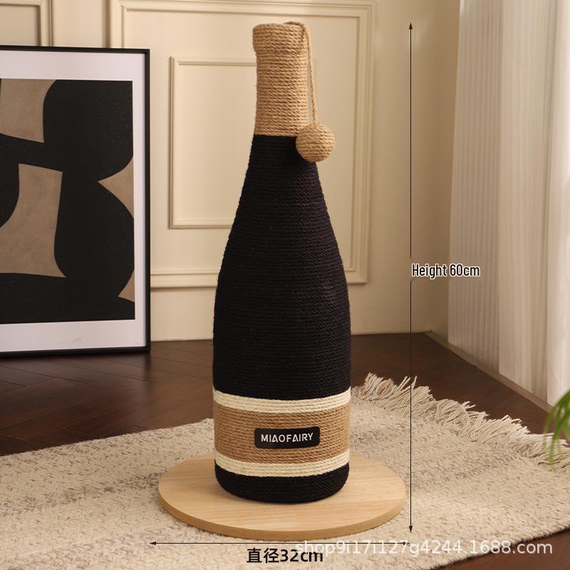 Wine Bottle Cat Scratching Post - Durable Sisal Rope, No-Shed Cat Toy & Vertical Scratching Board. Cat Scratching Post