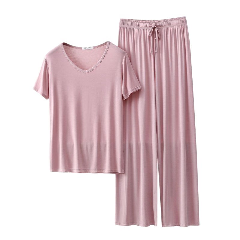 Women's Loose Casual Pajama Sets V-neck T-shirt and Pants