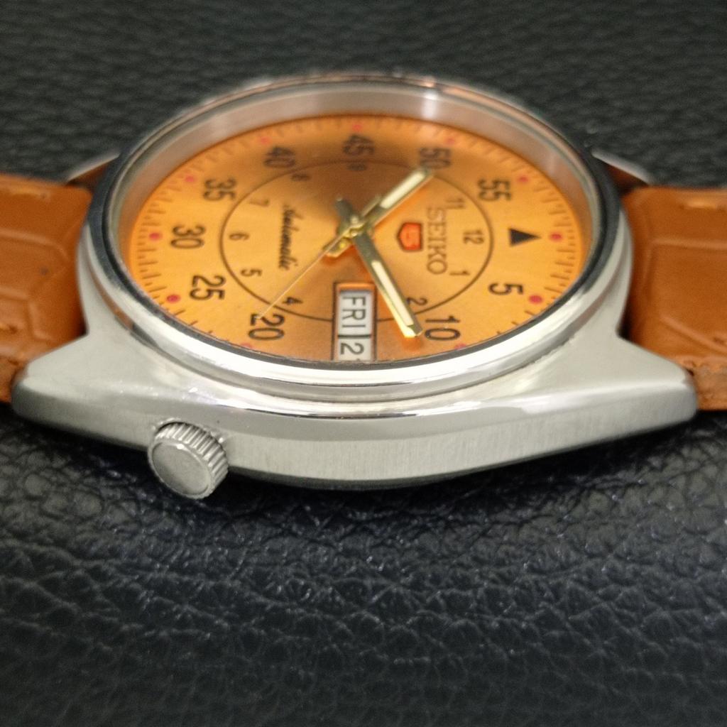 SEIKO 5 AUTOMATIC 6309A VINTAGE JAPAN MENS ORANGE COLOR DIAL WATCH a701538-5 R206b-a701538