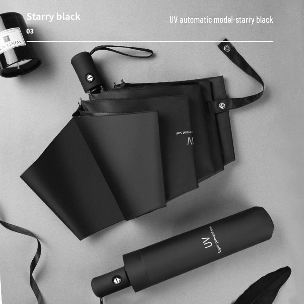 Parapluie pliant automatique pour femme avec protection UV et logo