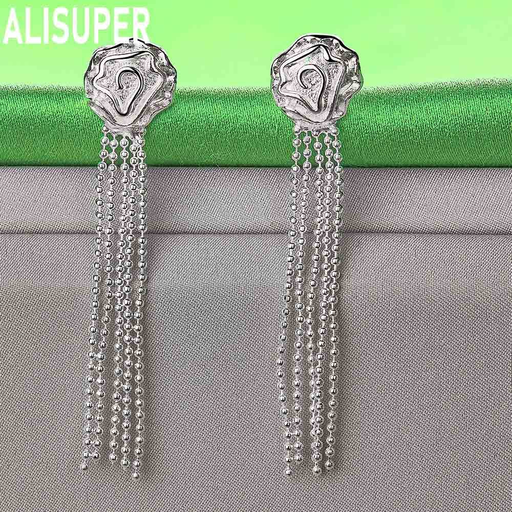 925 Sterling Silver Romantic Rose Pierced Earrings Fashion Charm Wedding Jewelry