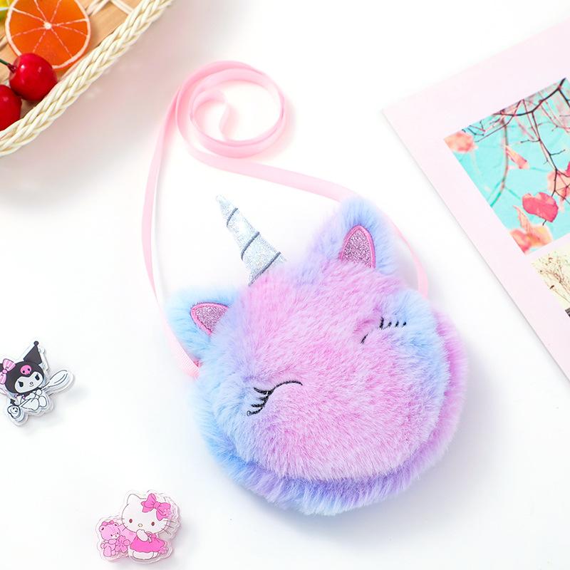 Kawaii Plüsch Einhorn Baby Umhängetaschen Mini Rucksack Spielzeug Kinder Party Geschenk Niedrige Runde Geldbörse Mädchen Schling Schultertasche