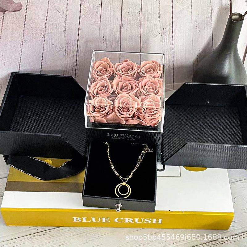 AYOYO ODM Factory Direct Customization Handmade 9Pcs Preserved Rose Jewelry Box Romantic Gifts for Valentine's Day Gift