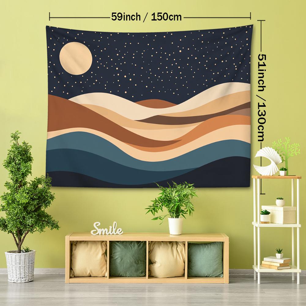 1pc Retro Night Sky Wave Print Tapestry - Create a Cozy Exotic Atmosphere, Bohemian Home Decor for Living Room or Bedroom, Holiday Gift with Installat