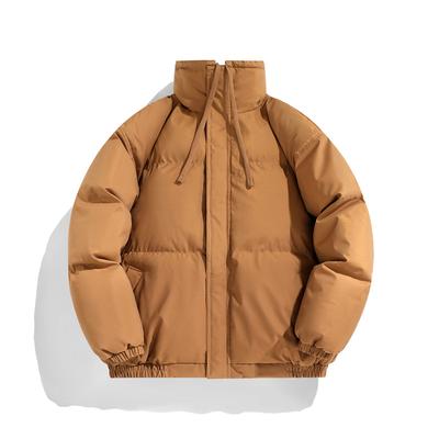 2025 Autumn and Winter Season New Minimalist Style Solid Color Stand-up Neck Cotton-padded Clothes Men's Tide Loose Warm Cotton-padded Clothes Casual