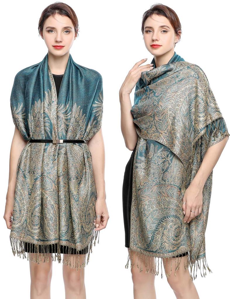 Thick Pashmina Scarf Shawl Wrap Paisley Jacquard Stoles Vintage Cashew Scarves Printed Cotton Tippet Sunscreen Hijab