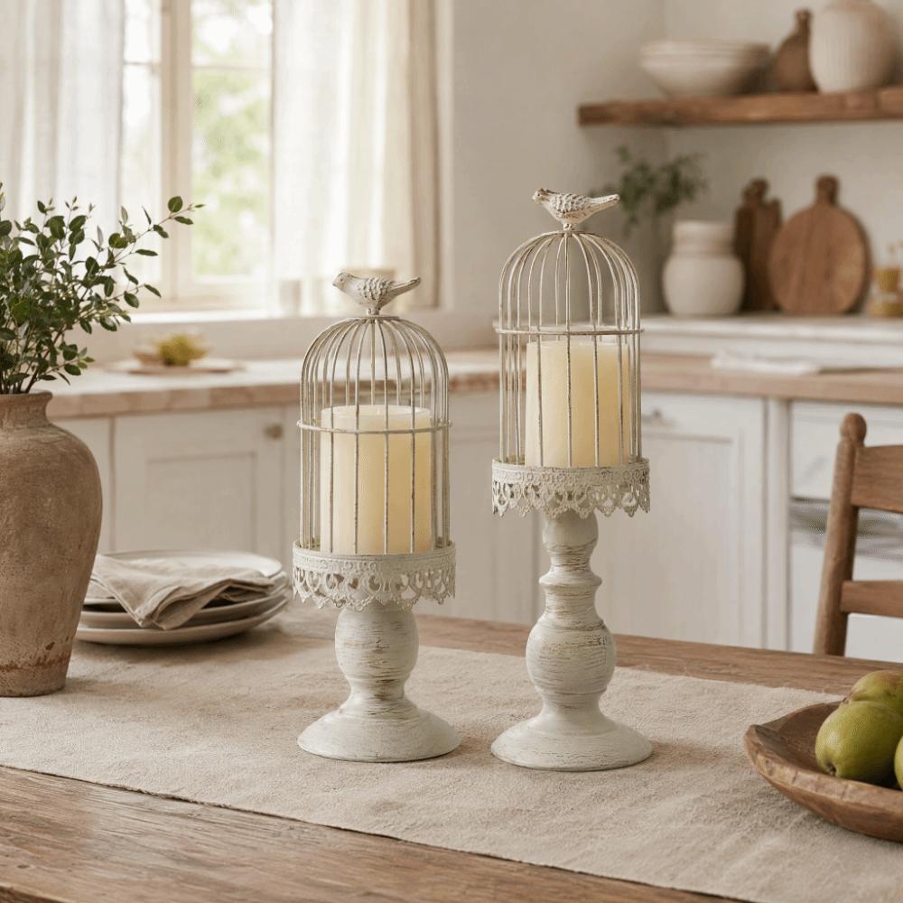 Vintage Birdcage Candle Holder Iron Plant Saucer Tabletop Ornament Aromatherapy Candle Stand Xmas
