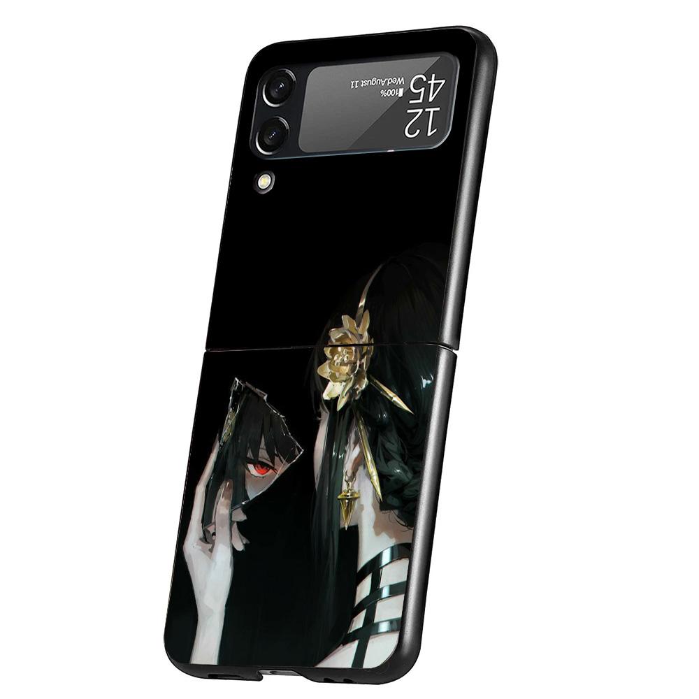 S-Spy Family Yor F-Forger Cover Phone Case For Samsung Galaxy Z Flip 7 6 5 4 3 5G Flip7 Flip6 Flip5 Flip4 Flip3 Black Fundas She