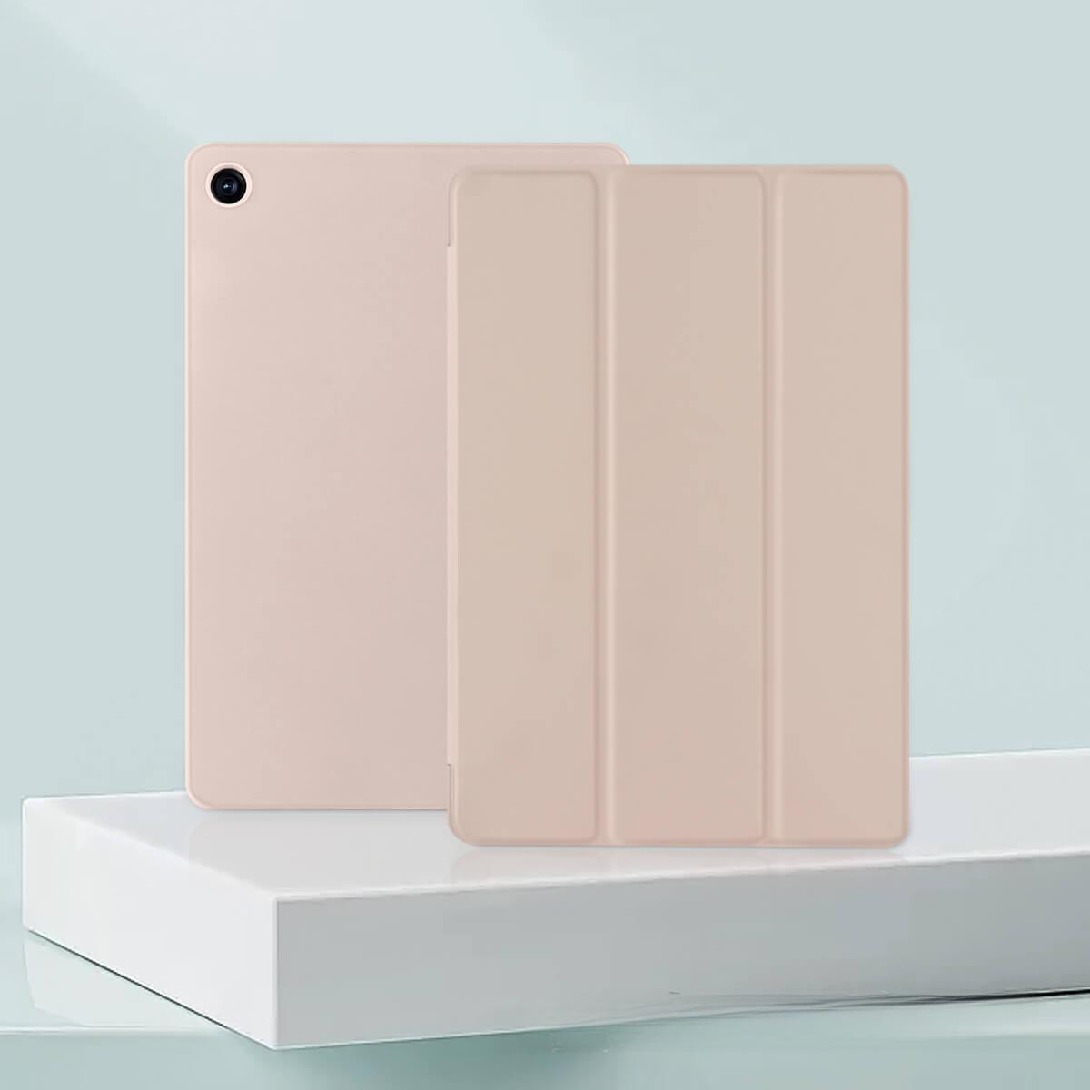 FOR Galaxy tabA8 tablet A9plus protective case S9FE leather T500 Tri-Fold T505 sleep mode TPU soft Tab A7 Lite 8.7 розовый