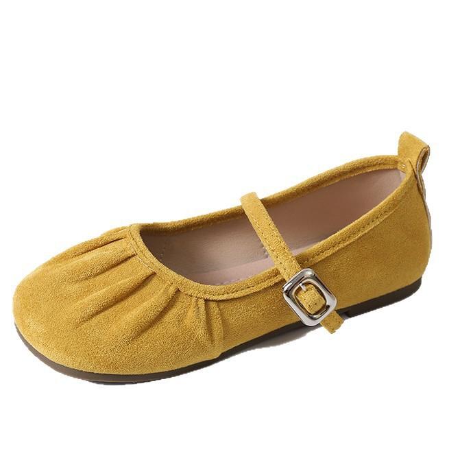 One Pedal 2025 Spring Gentle Shallow Mouth Soft Sole Flat Bottom Pleated Round Head French Single Shoes Female Grandma Shoes Laden Shoes