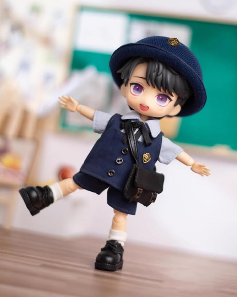 Obitsu 11 OB11 Size Obitsu Doll Shoes for 11cm Body, Lace-Up Leather Casual Shoes, Simple Style, 4 Colors (Black)