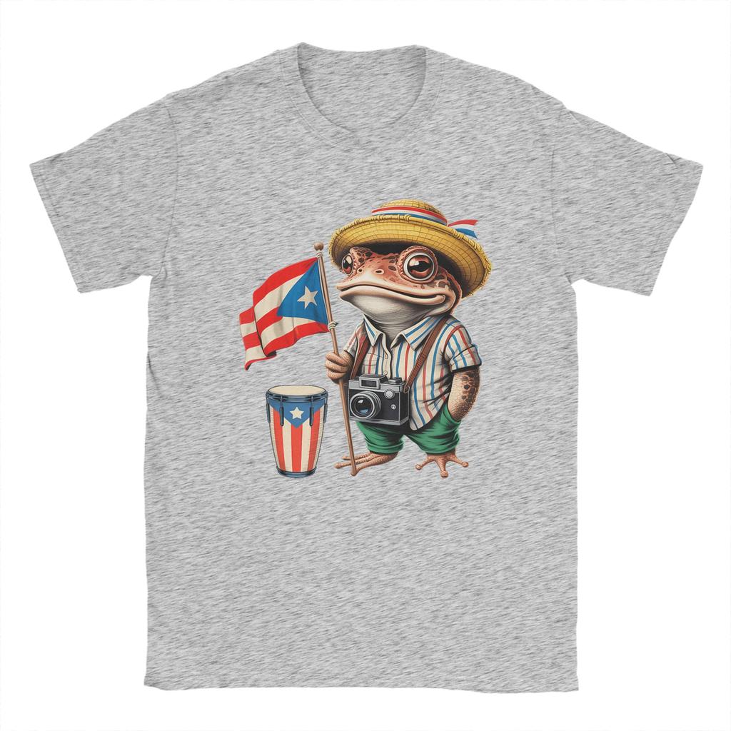 Men TShirt Bad Bunny Puerto Rico Coqui Frog Boricua Puerto Rican Flag Taino Pure Cotton Tee Shirt Short Sleeve T Shirt Clothes