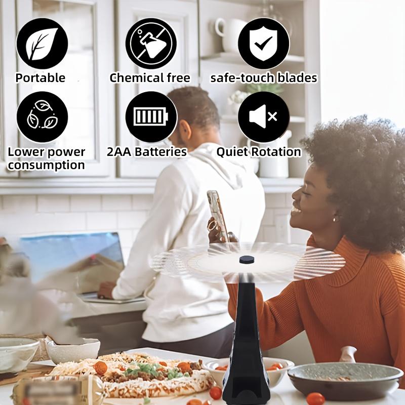 Set de 2, Ventilatoare electrice pentru omorât muște, Funcționează pe baterii, Potrivite pentru mese în interior sau exterior, Perfecte pentru picnicuri și utilizarea la masă. Ideal pentru Grătare, Evenimente,