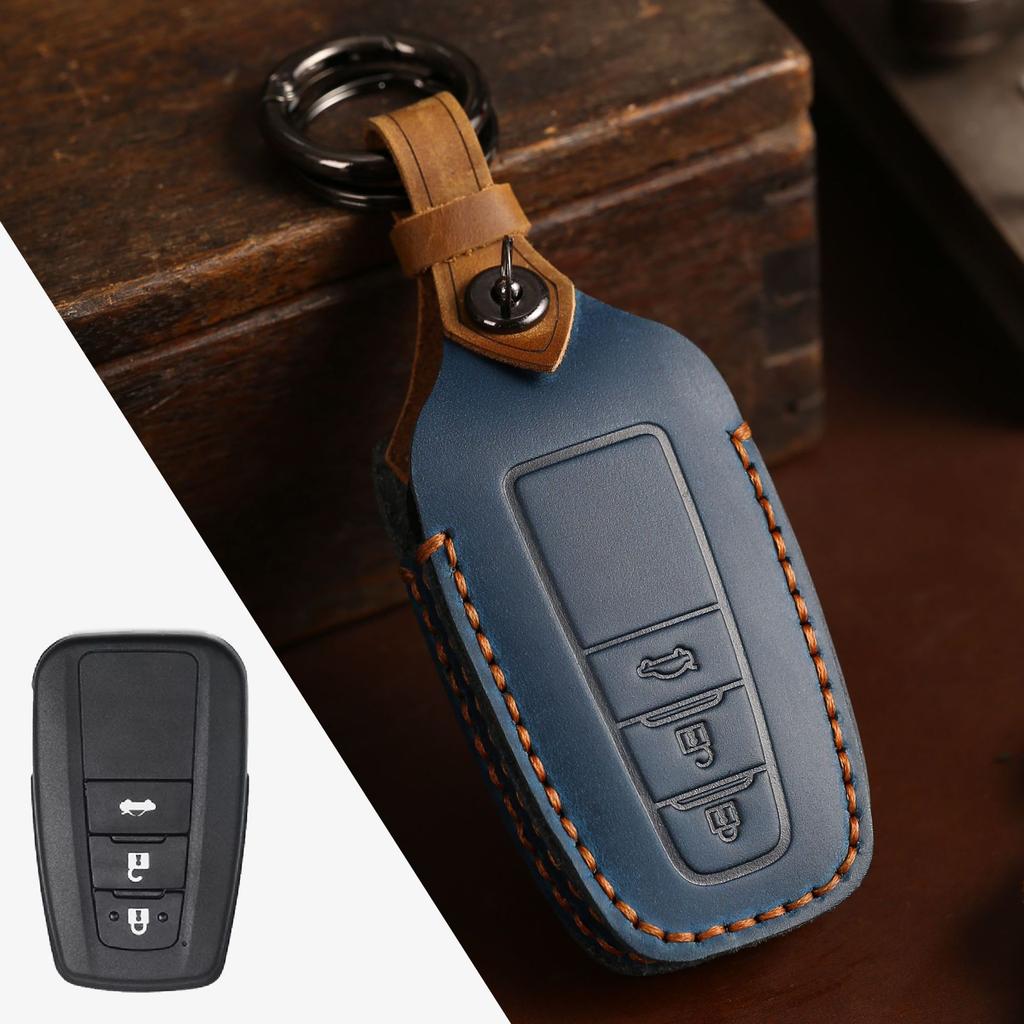 Suitable for Toyota Key Cover Camry Asian Dragon Leather Retro Crazy Horse Leather Handmade Car Key Cover