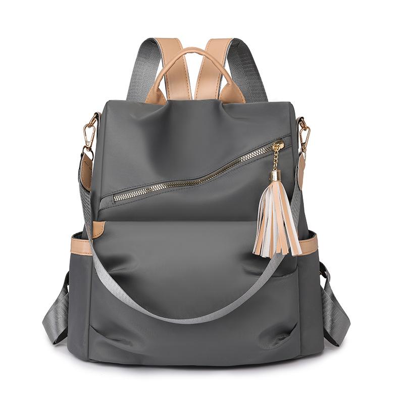 Женский рюкзак с кисточками, многофункциональная сумка через плечо, большой вместимости, дорожный рюкзак серый