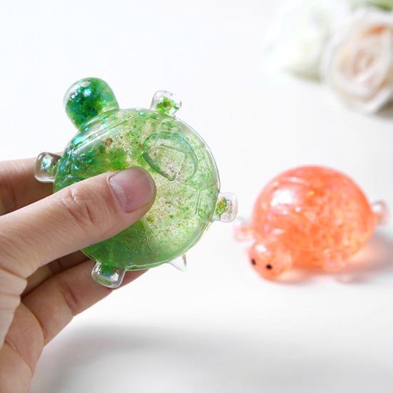 1/4Pcs Glitter Turtle Sugar Stress Ball Anxiety Relief Clear Tortoise Squeeze Toy Stretchy Slow Rising Relaxing Animal Pinch Fidget Toy