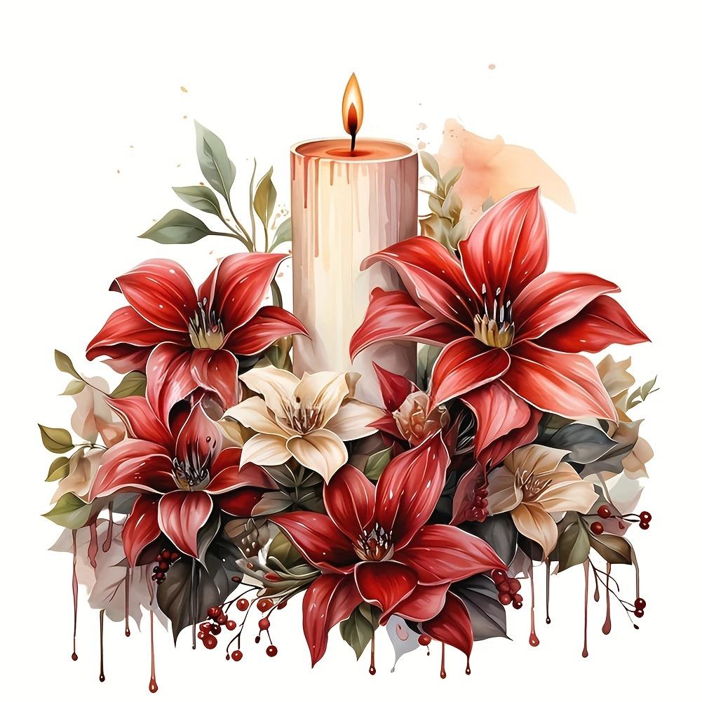 Custom 5D DIY Christmas Decor Diamond Painting Round Drill Candle Flower  Full Acrylic Home Decor Diamond Painting Kit
