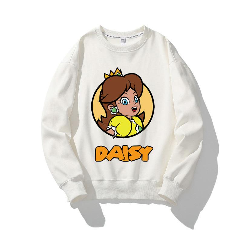 Super Marios Bros Cartoon Sweatshirt for Children Anime Figures Luigi Toad Bowser Yoshi Peach Cosplay Long Sleeved Tops
