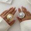 Silberfarbe Kreatives Design Perlblatt Ring für Damen Trend Unregelmäßig Metall Kleine Kugel Offene Fingerringe Paar Punk Schmuck