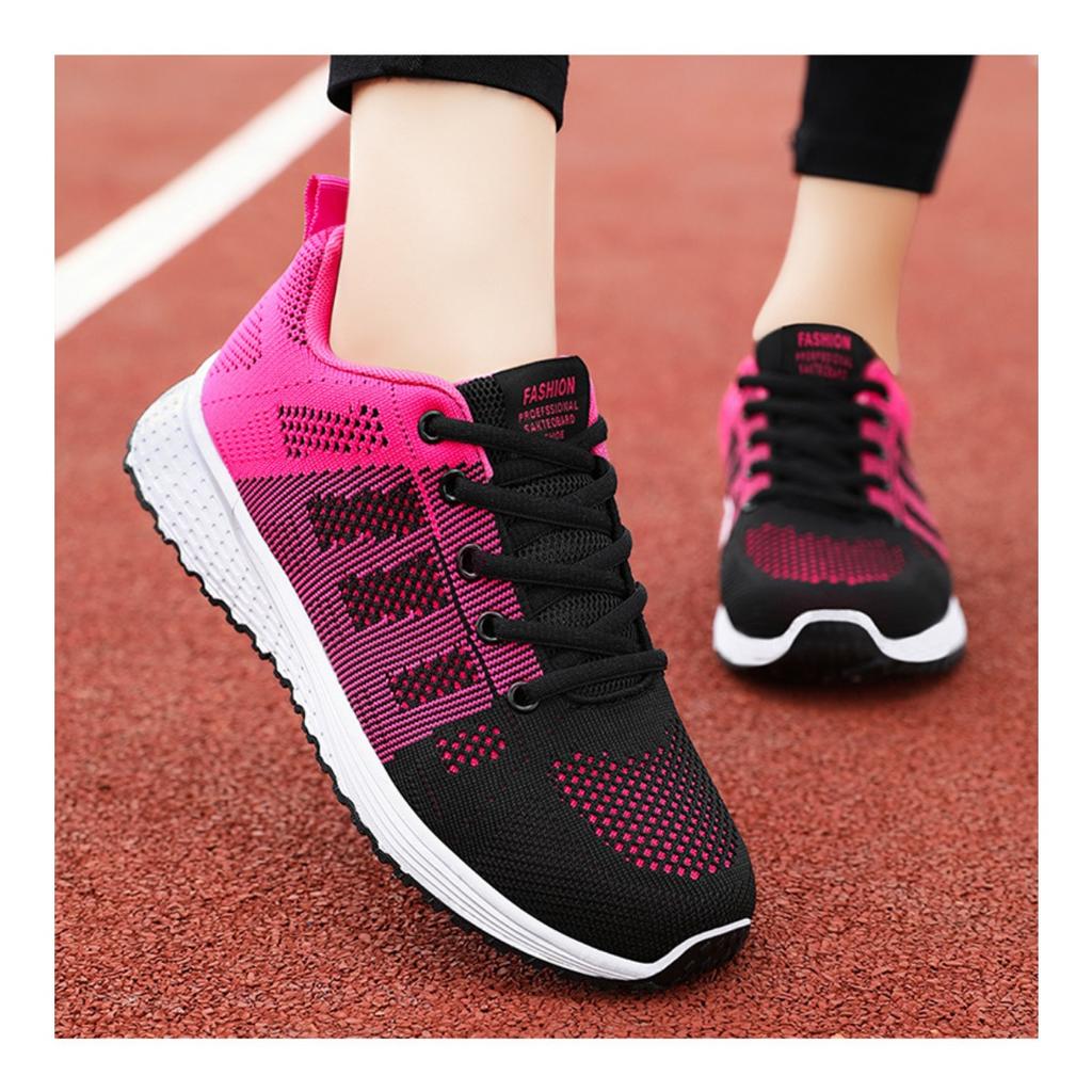 Schuhe Damen neue einfarbige Schuhe Lässig Studenten Atmungsaktiv bequem Fly-Woven Sneaker