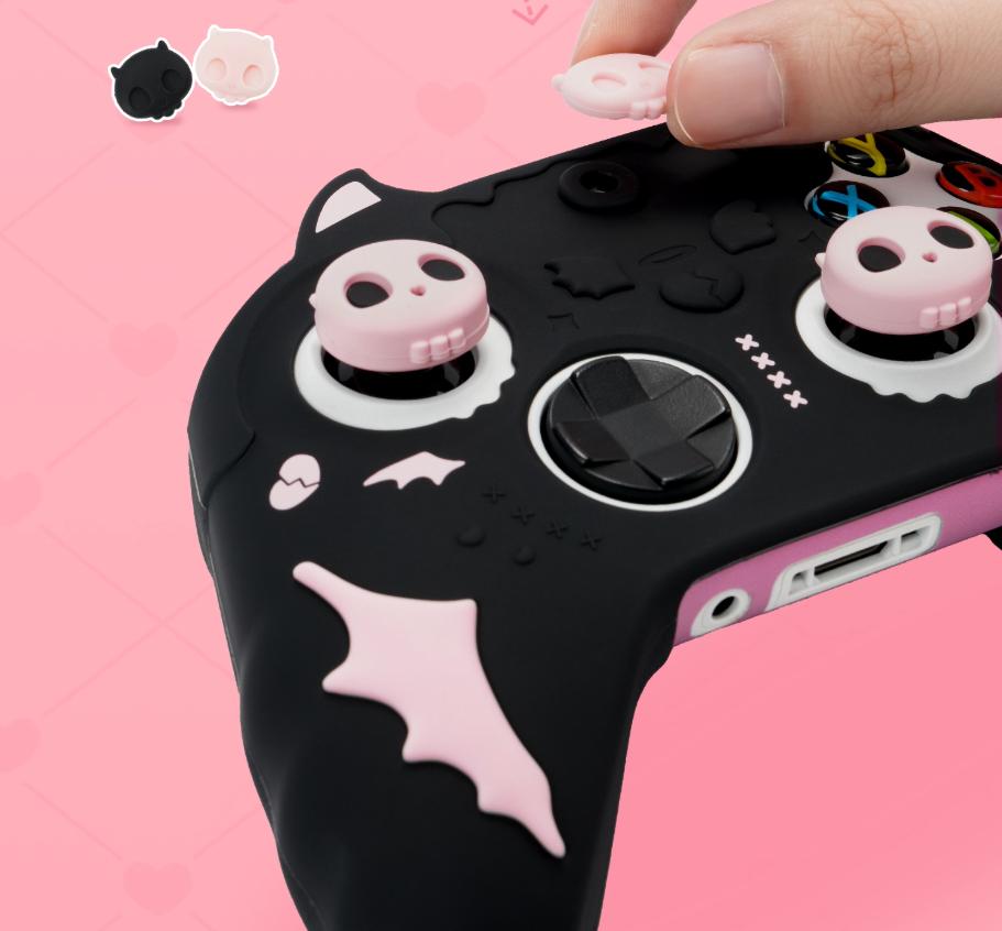 Sweet Skull Silicone Soft Protector Sticker Skin For Xbox Series X/S Game Controller Case XSX XSS Thumb Stick Grip Cap Cover