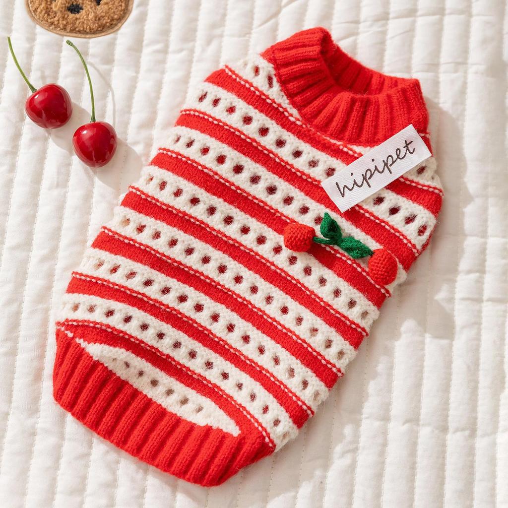 Autumn/Winter Warm Knitted Cat & Small Dog Sweater with Pompoms