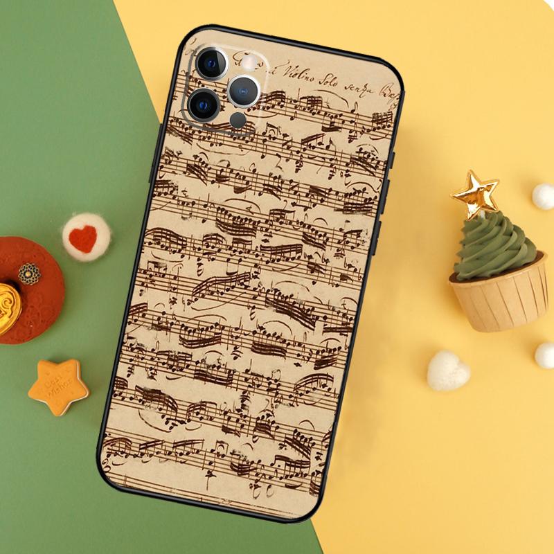 Sheet Music Cover For iPhone 16 15 14 13 12 11 Pro Max Plus Mini 7 8 X XS Max XR Phone Case